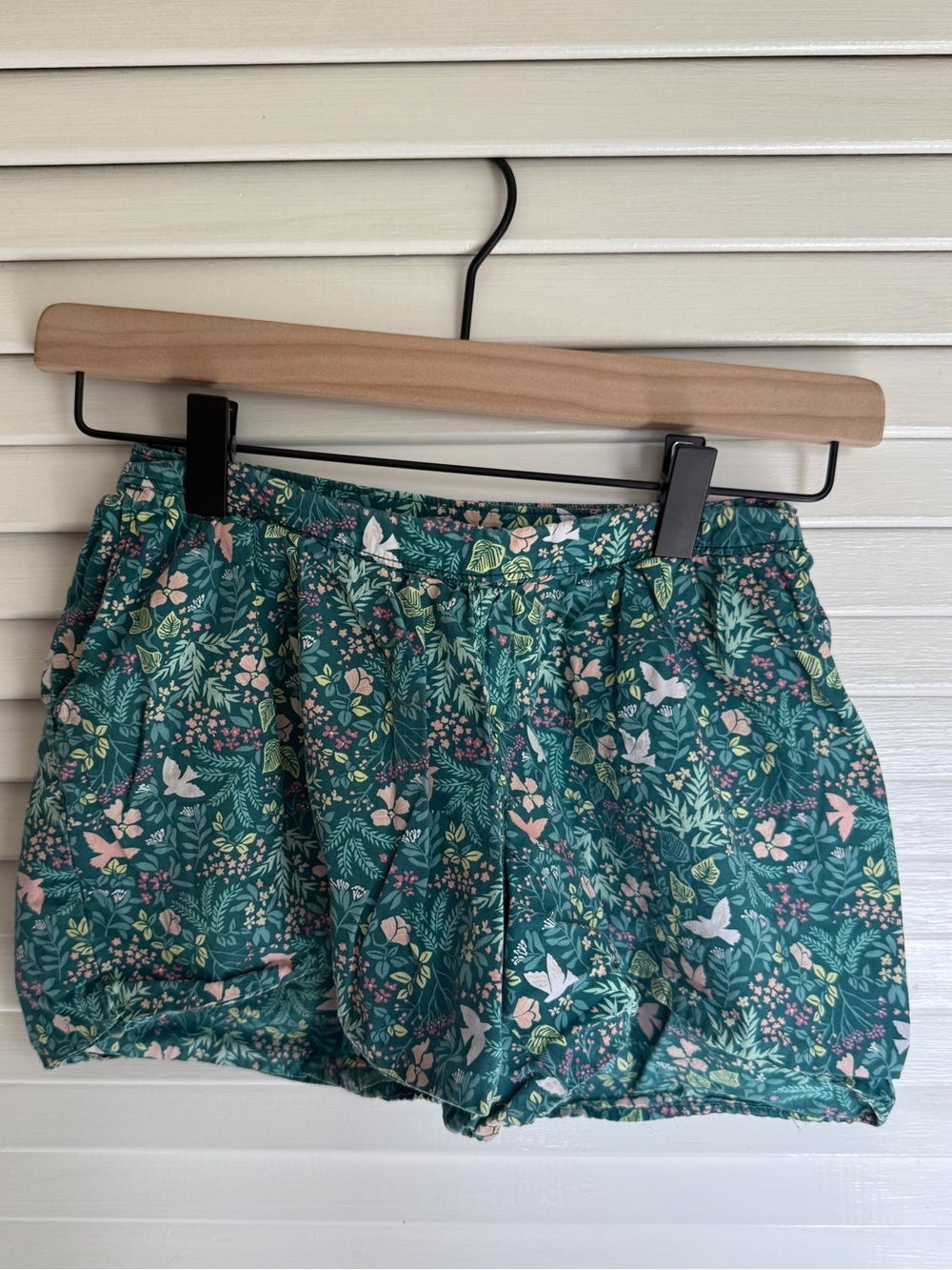 Floral Green Girls Peplum Shorts Size 7